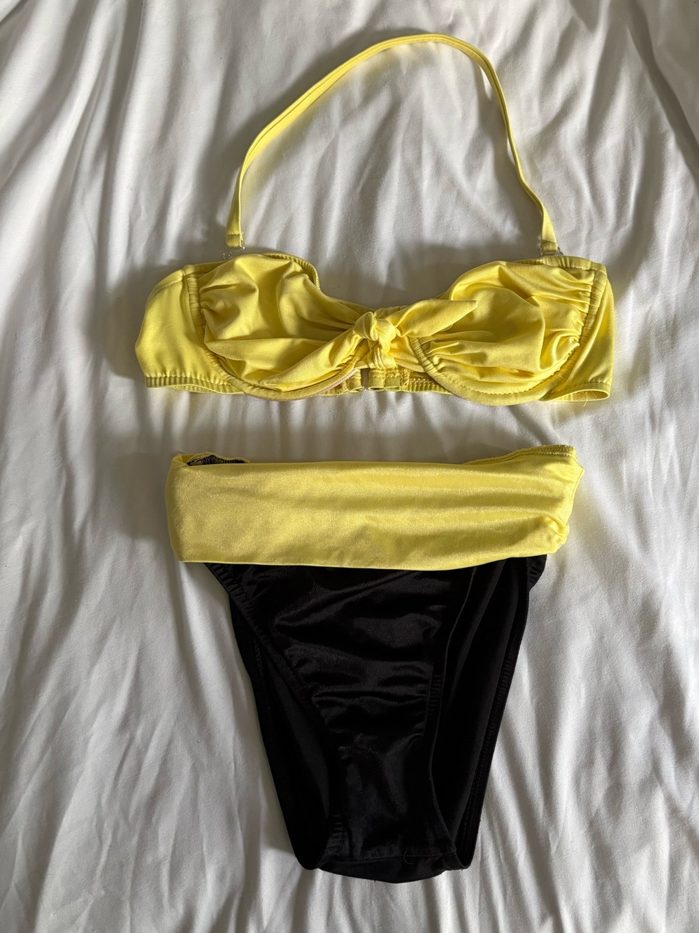 Yellow & Black Two-Piece Swim Set